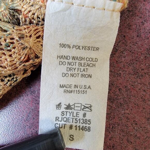 Western Aztec Native American Cropped Tunic Shirt Womens S Gossip Girl Cowgirl - Picture 4 of 11